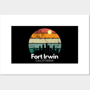 Fort Irwin, California Vintage Sunset Skyline Posters and Art